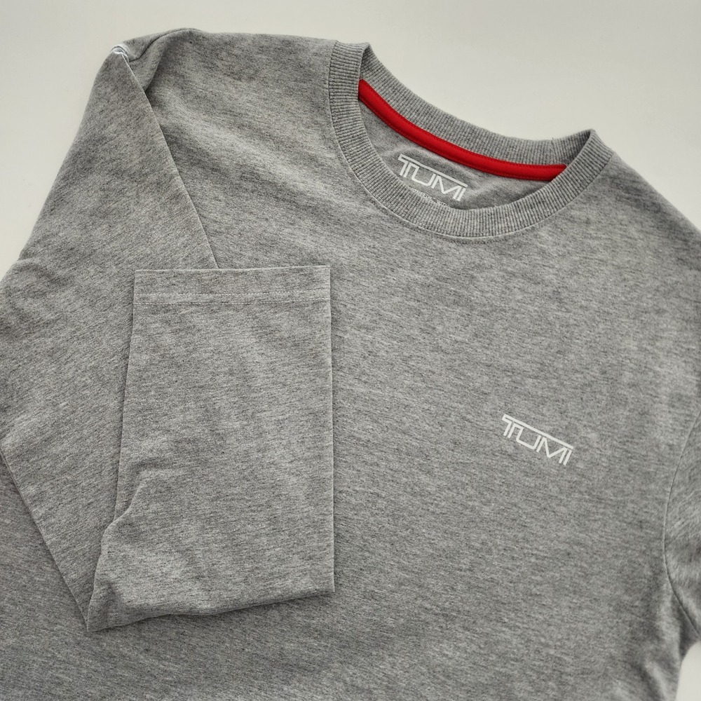 TUMI Shirt Mens Small‎ Gray Crewneck Air India Long Sleeve Travel Cotton Tee
